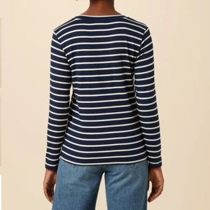 Amour Vert Organic Cotton Long Sleeve Dream Knit Tee Striped Pullover